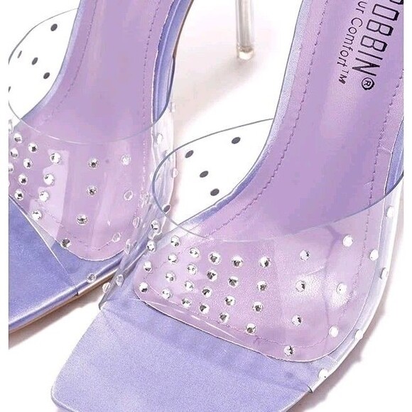Cape Robbin Purple Brisa Studded Clear Band Heeled Sandals Y2K  NIB 8.5 Eclectic - Picture 2 of 9